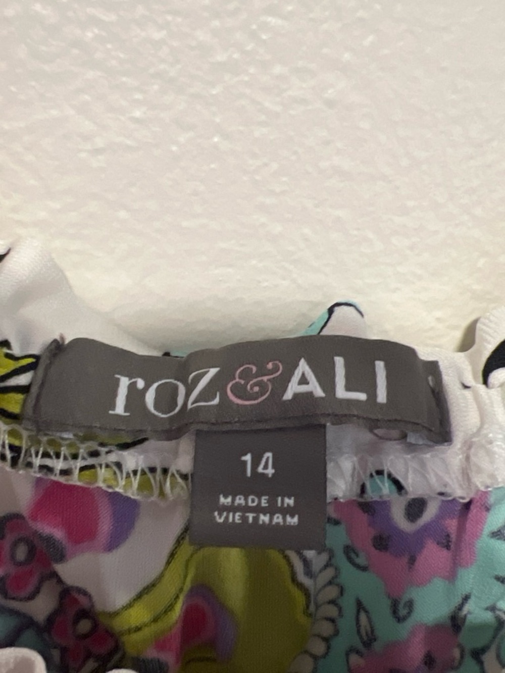 Roz & Ali White Sundress with Pink, Purple, Teal and Lime Paisley Print - Picture 2 of 5
